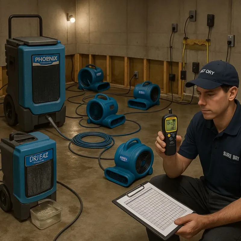 Structural Drying and Dehumidification process in Castine, ME